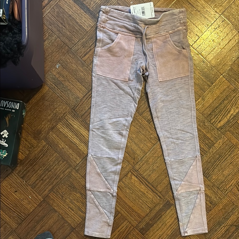 Free People Pink and Gray Leggings